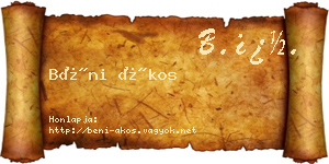 Béni Ákos névjegykártya